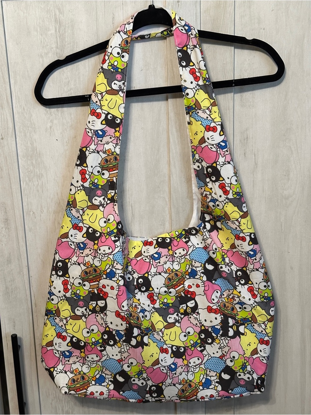 Hello Kitty And Friends White Multicolor Medium Shoulder Strap Handmade Tote Bag